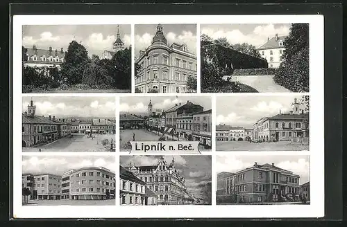 AK Leipnik /Lipnik, Marktplatz, Gebäudeansichten