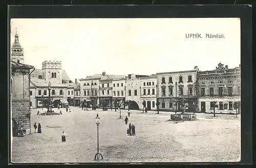 AK Leipnik /Lipnik, Námesti, Marktplatz mit Gasthaus Weinstube, Hostinec