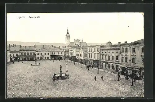 AK Leipnik /Lipnik, Námesti, Marktplatz mit Geschäften