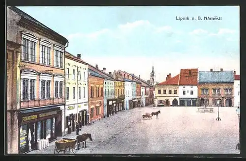 AK Leipnik /Lipnik, Námesti, Geschäfte am Marktplatz