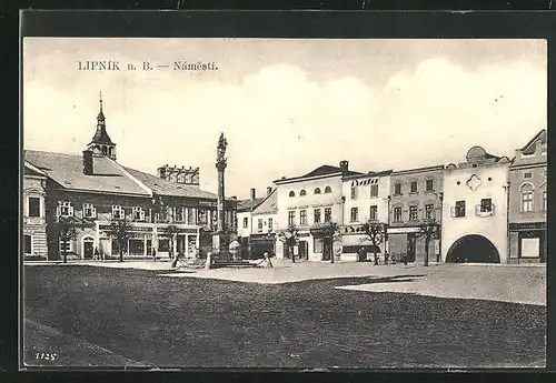 AK Leipnik /Lipnik, Námesti, Marktplatz mit Mariensäule