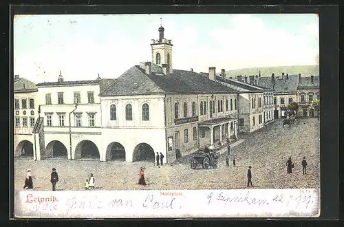 AK Leipnik /Lipnik, Námesti, Marktplatz mit Rathaus