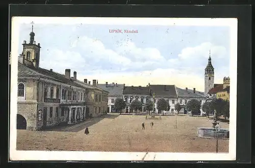 AK Leipnik /Lipnik, Námesti, Marktplatz mit Rathaus und Gasthof