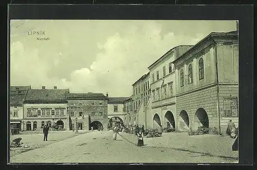 AK Leipnik /Lipnik, Námesti, Marktplatz mit Marktständen