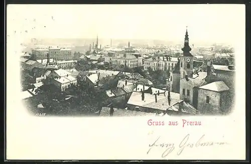 AK Prerau /Prerov, Totalansicht der Stadt
