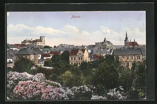 AK Prerau /Prerov, Teilansicht der Stadt