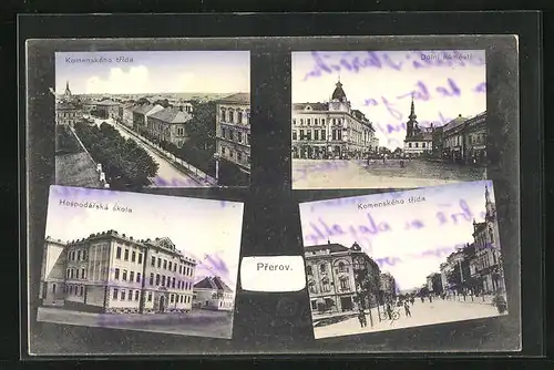 AK Prerau /Prerov, Komenskeho trida, Hospodarska skola, Dolni namesti