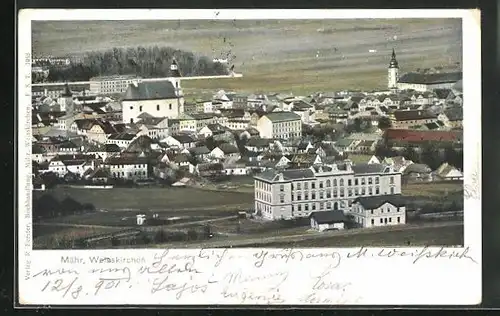 AK Mähr.-Weisskirchen, Ortsansicht aus der Vogelschau