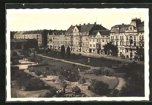 AK Prerau, Parkanlage und Häuserfassaden