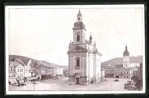 AK Mähr.-Weisskirchen, Kirche auf Platz