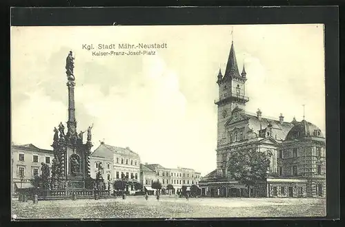 AK Mähr.-Neustadt, Kaiser-Franz-Josef-Platz mit Säule