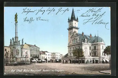 AK Mähr.-Neustadt, Rathaus mit Ringplatz