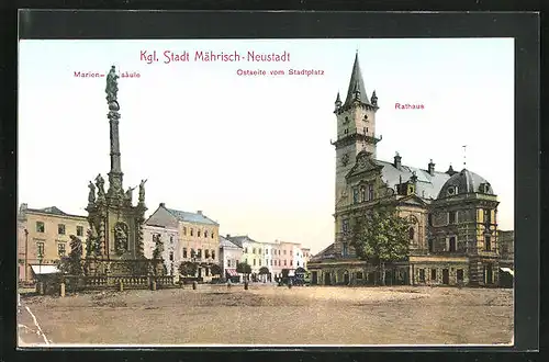 AK Mähr.-Neustadt, Mariensäule und Rathaus