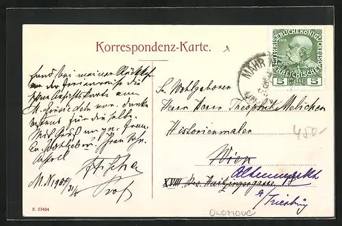 AK Mähr.-Neustadt, Mariensäule und Rathaus