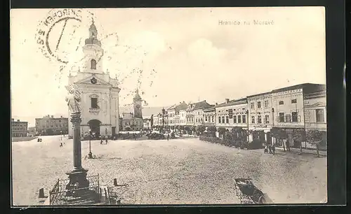 AK Hranice na Morave, Platz mit Kirche