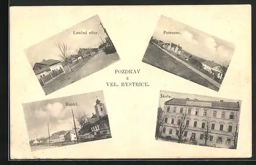 AK Vel. Bystrice, Loucna ulice, Petrovec, Kostel