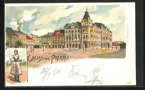 Lithographie Prerov, Hauptplatz, Hannakin