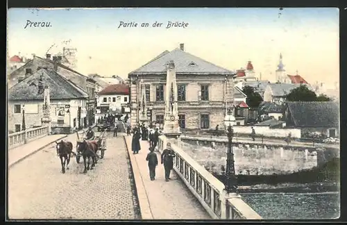 AK Prerau /Prerov, Partie an der Brücke