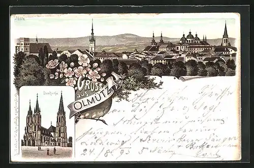 Lithographie Olmütz, Domkirche, Panorama