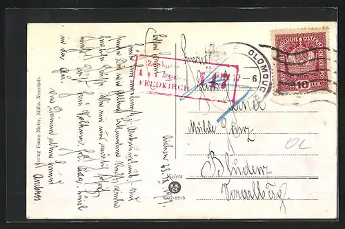 AK Mähr.-Neustadt, Stadtplatz mit Geschäften, Franz Opatril