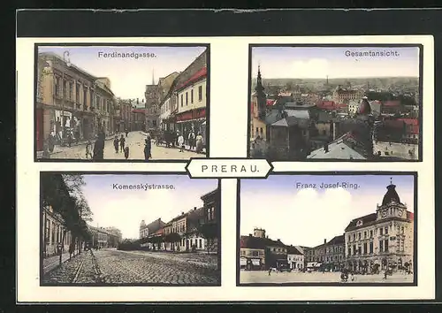 AK Prerau, Ferdinandgasse, Gesamtansicht, Franz Josef Ring