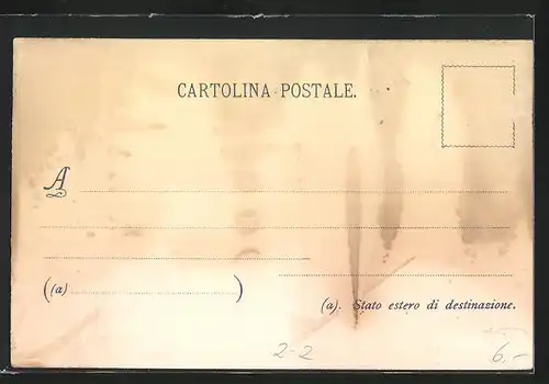 AK Wappen und italienische Briefmarken