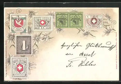 AK Briefmarken aus Schweiz, Stadt Post Basel