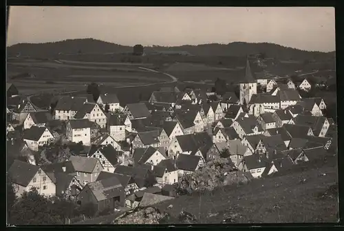 Fotografie R. Hirthe, Schwabach, Ansicht Alfeld, Panorama der Ortschaft mit Kirchturm