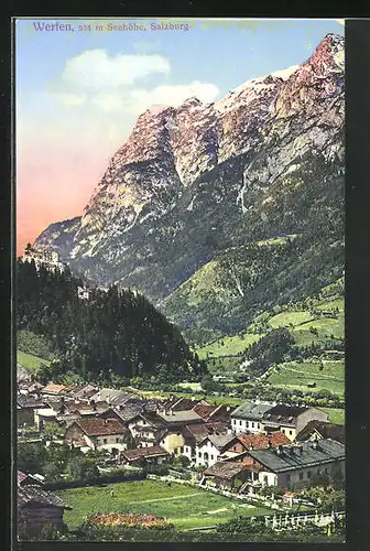 AK Werfen, Teilansicht mit Alpen