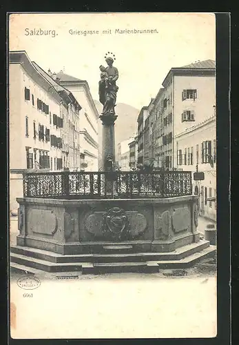AK Salzburg, Griesgasse mit Marienbrunnen