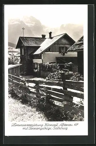 AK Abtenau, Gasthaus Pension Kronreif mit Tennengebirge