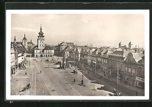 AK Saaz /Zatec, Rathaus, Ringplatz, Omnibus