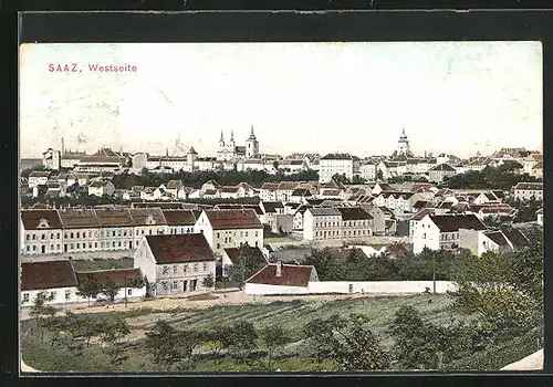 AK Saaz /Zatec, Totalansicht der Stadt