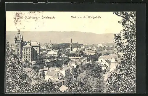 AK Teplitz Schönau / Teplice, Blick von der Königshöhe