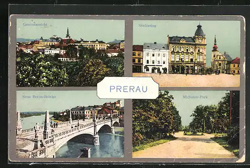 AK Prerau, Neue Beton-Brücke, Niederring, Michalov-Park