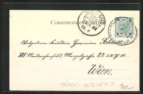 AK Teplitz b. Mähr. Weisskirchen, Uferpartie im Schnee
