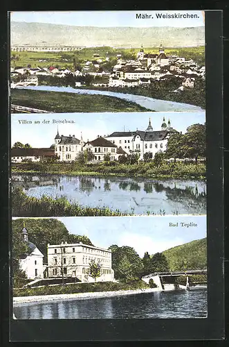 AK Mähr. Weisskrichen, Teilansicht, Villen an der Betschwa, Bad Teplitz