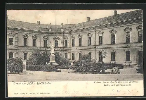 AK Mähr. Weisskirchen, Kaiser Franz Josefs Deutsche Mädchen-Volks u. Bürgerschule