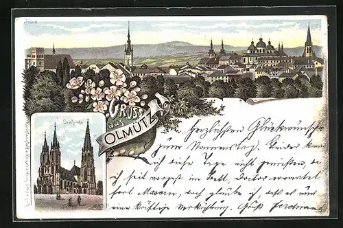 Lithographie Olmütz /Olomouc, Domkirche, Panorama