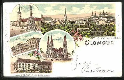 AK Olmütz /Olomouc, Radnice, Nadrazi, Chram metropolitni