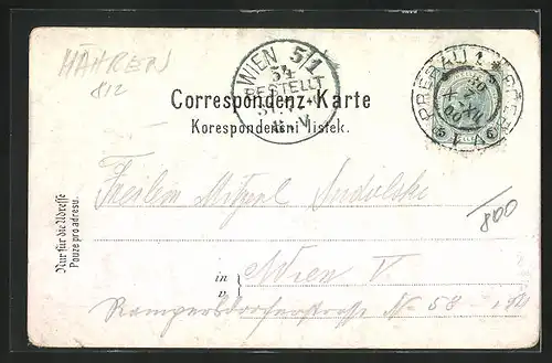 Lithographie Prerau, Innenansicht Bahnrestaurant, Perrori der k. k. Ferdinands Nordbahn
