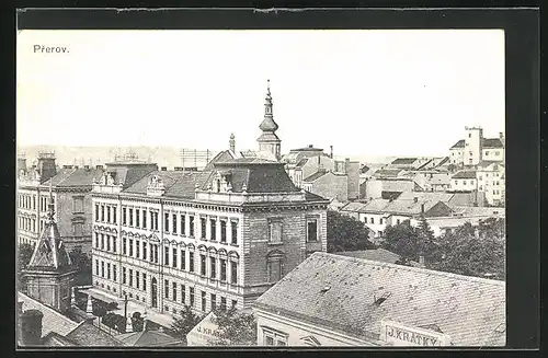 AK Prerau /Prerov, Ortspartie aus der Vogelschau