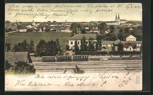 AK Kojetín, Panorama mit Bahngleisen