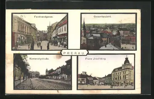 AK Prerau, Strasse Ferdinandgasse, Komenskystrasse, Franz Josef-Ring
