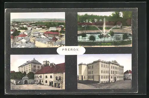 AK Prerov, Gasthaus, Gebäudeansicht, Springbrunnen