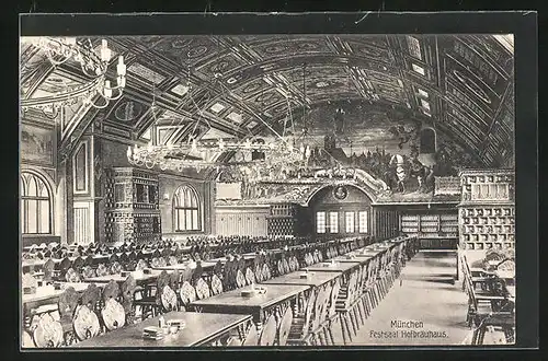 AK München, Festsaal im Münchner Hofbräuhaus