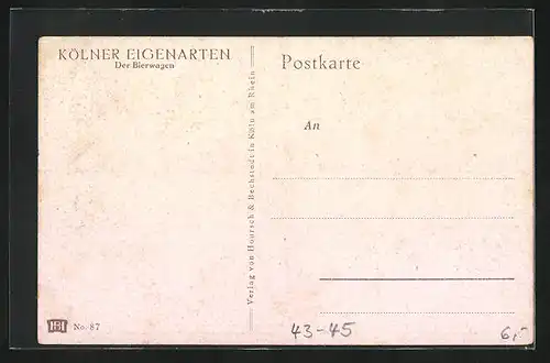 Künstler-AK München, Bierwagen auf Strasse