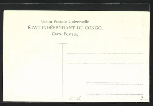 Künstler-AK Congo, Briefmarken und Wappen