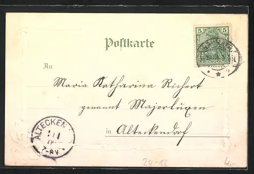 Präge-AK Glückwunsch zum Jahr 1902, Jahreszahl