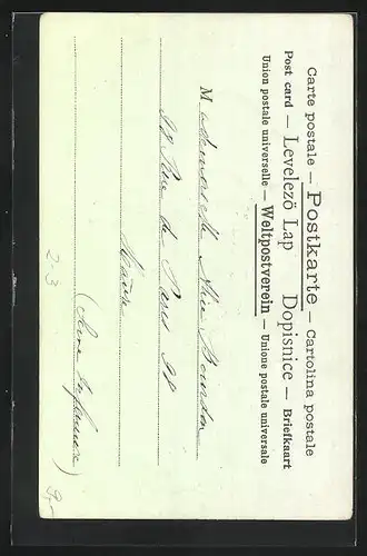 AK Deutscher Briefträger überreicht Brief an Jungen